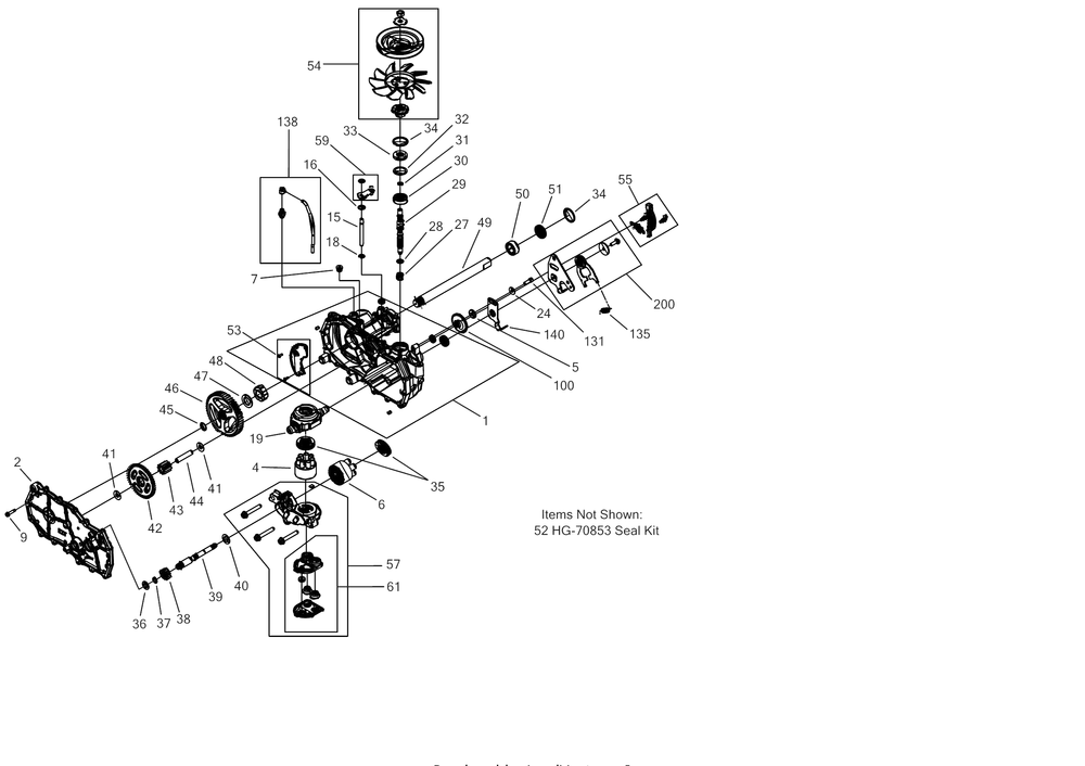 Transmission Assembly (Lh) Diagram and Parts List for RZT-L42KH (17CRCACS009)(2017) Cub Cadet Lawn Tractor